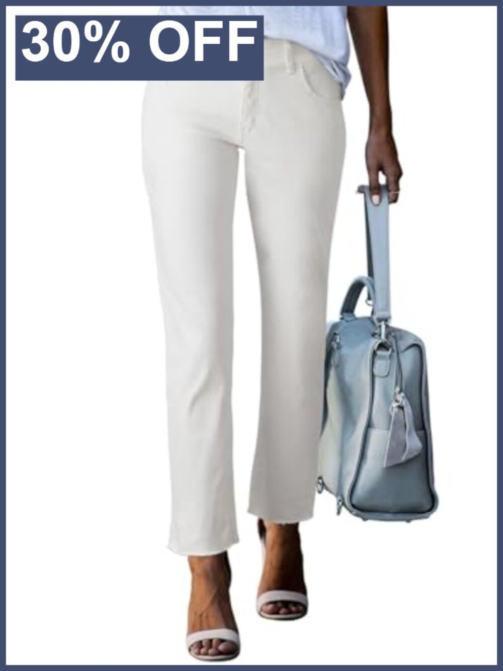 High Waisted Raw Hem Straight Leg Jeans Two-Button Fly Tummy Control